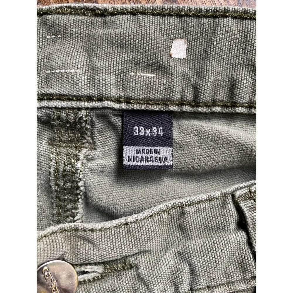 CARHARTT Distressed Streetwear Skate Relaxed Work Worn Pants, Grail, 33x34 Moss